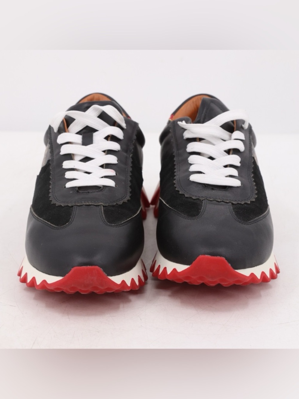 Christian Louboutin Loubishark Sneakers Black, White & Red Men's Zigzag Sole 12 - Picture 3 of 16
